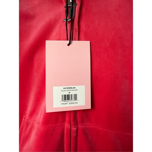 Juicy Couture Medium Pink Valor Short Sleeve Zip Up NEW Sparkle Sellout - Picture 2 of 5